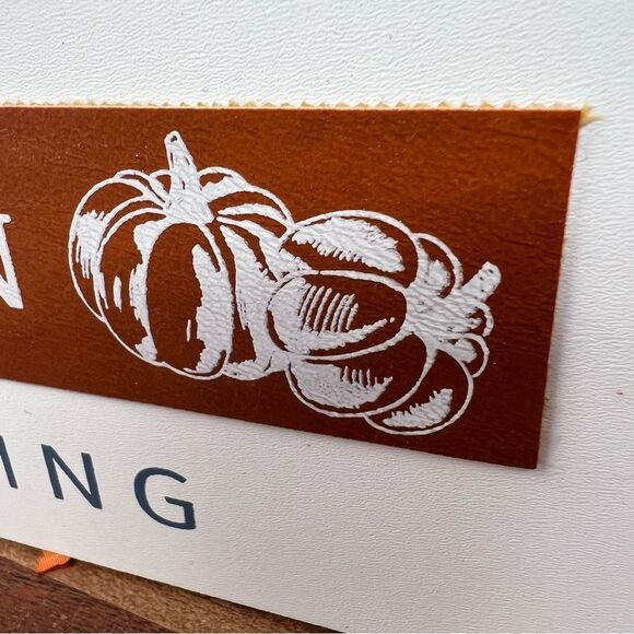 I WANT PUMPKIN EVERYTHING Decor Wooden Shelf Table Word Sign Brown White NWT - Picture 8 of 9